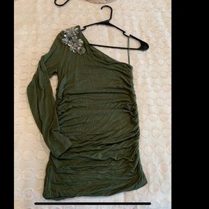 Vertigo Paris olive green ruched shirt size s